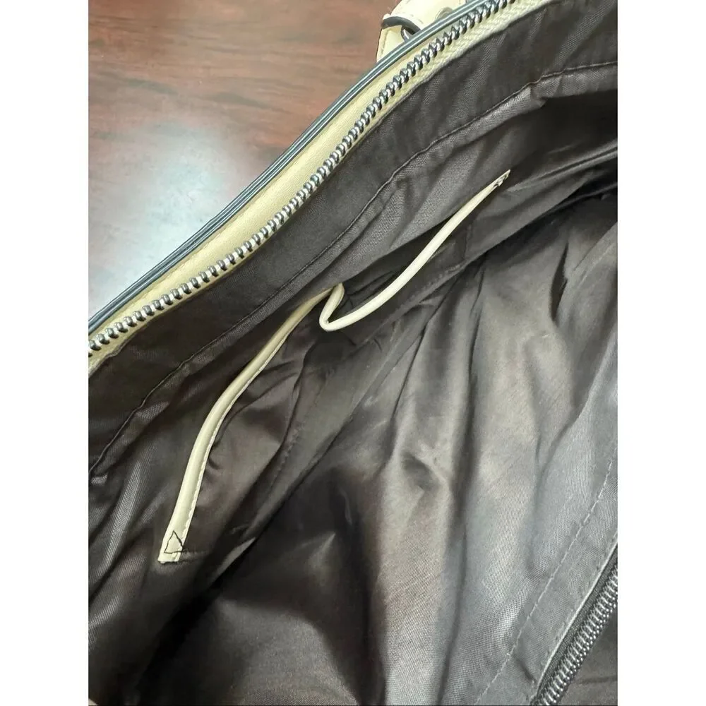 Mosiso PU Leather Beige Laptop Bag with Handles and Shoulder Strap